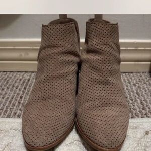 Dolce Vita Taupe Perforated Ankle Booties